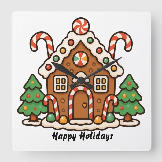 Gingerbreadhuis  vierkante klok (Voorkant)