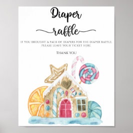 Gingerbreadhuisje luier raffle poster