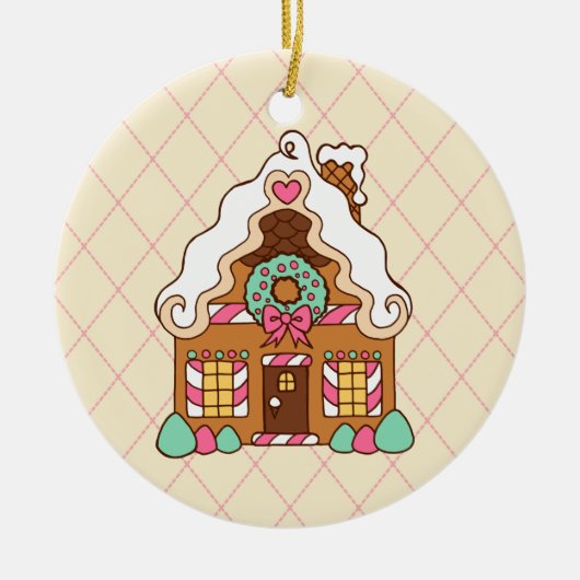 Gingerbreadhuisornament Keramisch Ornament (Voorkant)