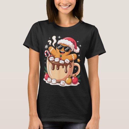 Gingerbreadman Christmas Cocoa Gingerbread Men Wom T-shirt (Voorkant)