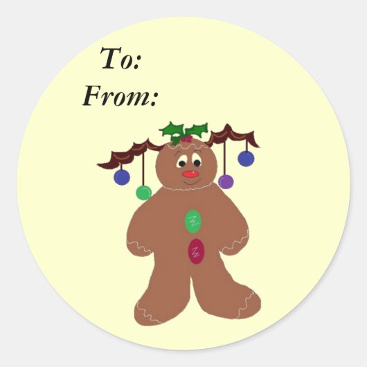 Gingerbreadman helemaal opgedoft ronde sticker (Voorkant)