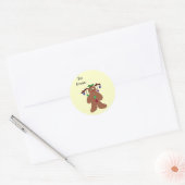Gingerbreadman helemaal opgedoft ronde sticker (Envelop)