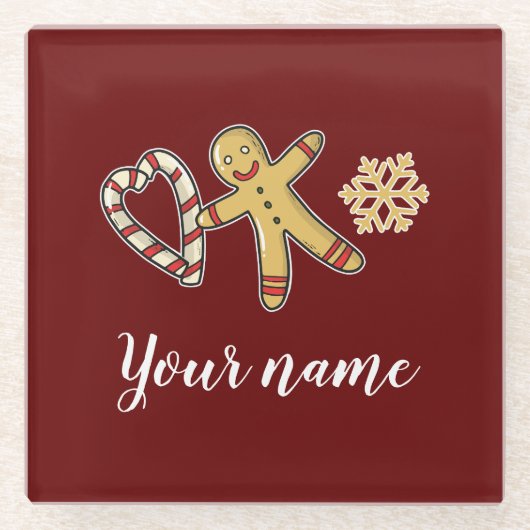 Gingerbreadman Love Glazen Onderzetter (Voorkant)