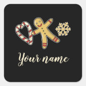 Gingerbreadman Love Vierkante Sticker (Voorkant)