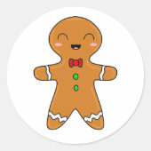 Gingerbreadman Ronde Sticker (Voorkant)