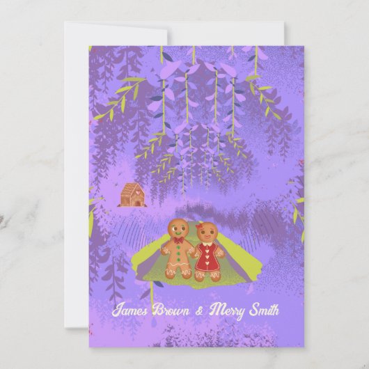 Gingerbreads in Liefde onderweg naar Paarse bruilo Kaart (Voorkant)