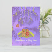 Gingerbreads in Liefde onderweg naar Paarse bruilo Kaart (Staand voorkant)