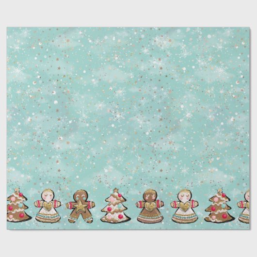 Gingerbrood Angel Kerstkoekje Cadeaupapier (Vlak)