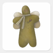 Gingerbrood Angel met Wings Vierkante Sticker (Voorkant)
