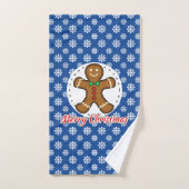 Gingerbrood - Blauw Snowflakes Patroon - Merry Xma Bad Handdoek (Handdoek)
