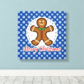 Gingerbrood - Blauw Snowflakes Patroon - Merry Xma Canvas Afdruk (Insitu (Houten vloer))