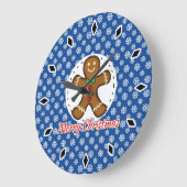 Gingerbrood - Blauw Snowflakes Patroon - Merry Xma Grote Klok (Hoek)