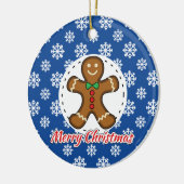 Gingerbrood - Blauw Snowflakes Patroon - Merry Xma Keramisch Ornament (Links)