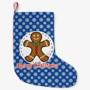 Gingerbrood - Blauw Snowflakes Patroon - Merry Xma Kleine Kerstsok