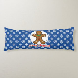 Gingerbrood - Blauw Snowflakes Patroon - Merry Xma Lichaamskussen