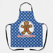 Gingerbrood - Blauw Snowflakes Patroon - Merry Xma Schort (Voorkant)