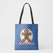 Gingerbrood - Blauw Snowflakes Patroon - Merry Xma Tote Bag (Voorkant)