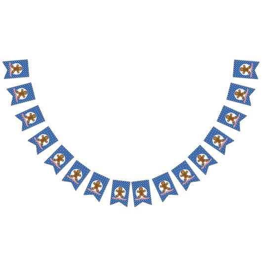 Gingerbrood - Blauw Snowflakes Patroon - Merry Xma Vlaggetjes (Alle)