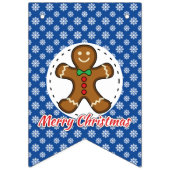 Gingerbrood - Blauw Snowflakes Patroon - Merry Xma Vlaggetjes (Eerste vlag)
