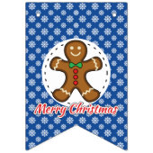 Gingerbrood - Blauw Snowflakes Patroon - Merry Xma Vlaggetjes (Derde vlag)