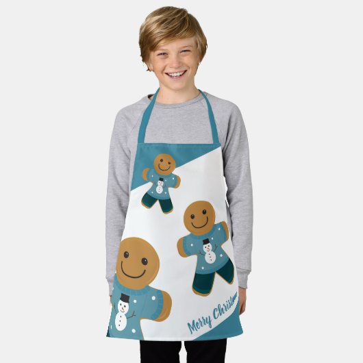 Gingerbrood Blue Sweater Holiday Kerstgeschort Schort (Gedragen)