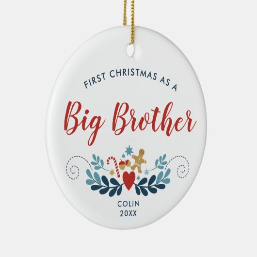 Gingerbrood Candy Cane Specialized Big Brother Keramisch Ornament (Rechts)