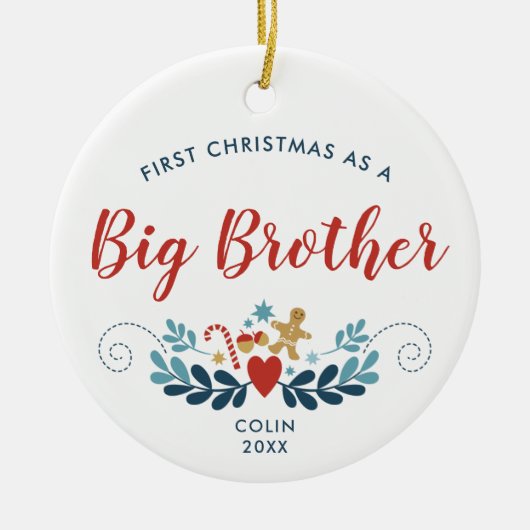 Gingerbrood Candy Cane Specialized Big Brother Keramisch Ornament (Voorkant)