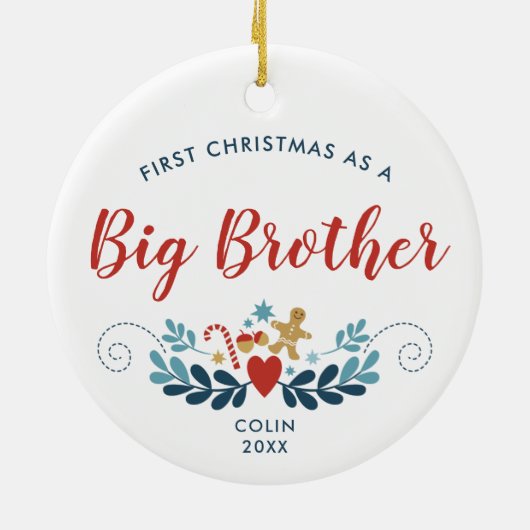 Gingerbrood Candy Cane Specialized Big Brother Keramisch Ornament (Achterkant)