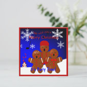 Gingerbrood Carolers Pleitzitting voor kerst Kaart (Staand voorkant)