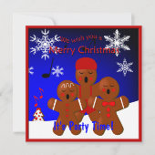 Gingerbrood Carolers Pleitzitting voor kerst Kaart (Voorkant)