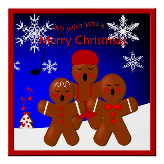 Gingerbrood Carolers Poster voor kerst (Voorkant)