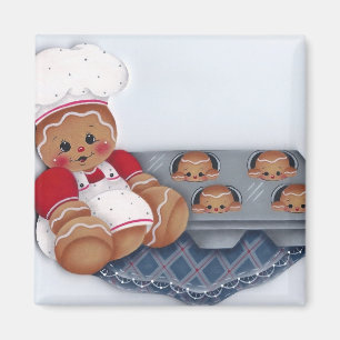 Gingerbrood Chef and Baby Ginger Muffins Magnet