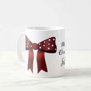 Gingerbrood Chic Elegant Red Bow and White Stippen Koffiemok