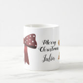 Gingerbrood Chic Elegant Red Bow and White Stippen Koffiemok (Center)