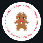 Gingerbrood CHRISTMAS koekjeswisselaar Ronde Sticker<br><div class="desc">Dit object maakt deel uit van ons collectie Koekjeswisselen. Overeenkomende uitnodigingen en objecten van andere partijen zijn beschikbaar in onze winkel.</div>
