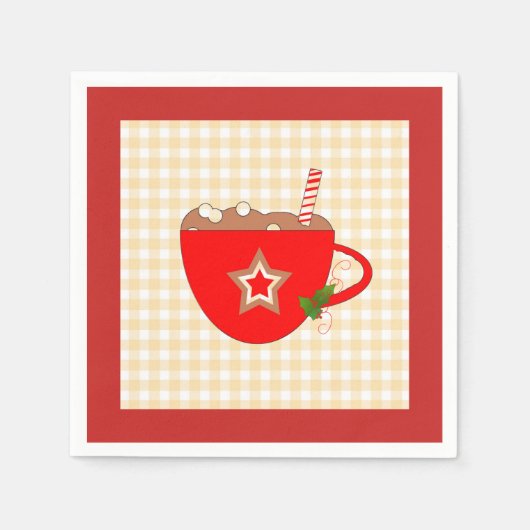 Gingerbrood Cocoa Gingham Napkins Servetten (Voorkant)