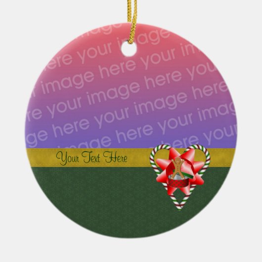 Gingerbrood Cookie Candy Cane Holiday Foto Ornam Keramisch Ornament (Voorkant)