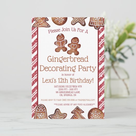 Gingerbrood Cookie Decorting Party Kaart (Staand voorkant)