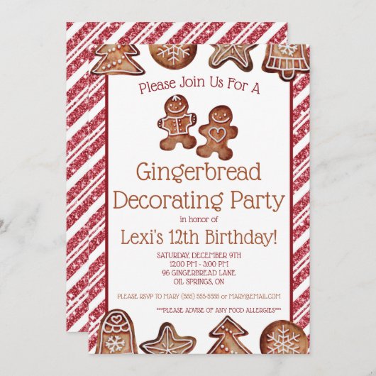 Gingerbrood Cookie Decorting Party Kaart (Voorkant / Achterkant)