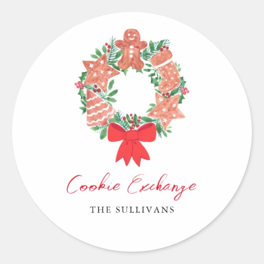Gingerbrood Cookie Exchange Ronde Sticker (Voorkant)