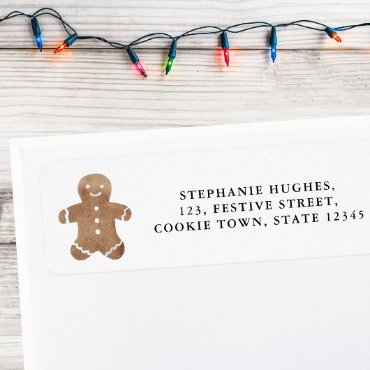 Gingerbrood Cookie Holiday Return Address Etiket