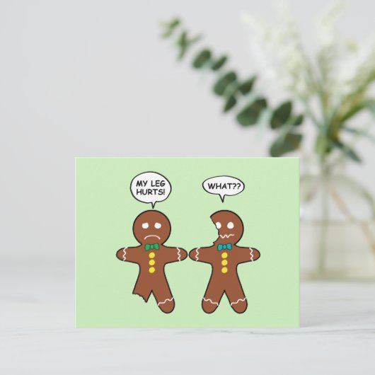 Gingerbrood Cookie Humor Green Holiday Briefkaart (Staand voorkant)