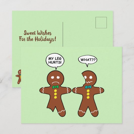 Gingerbrood Cookie Humor Green Holiday Briefkaart (Voorkant / Achterkant)