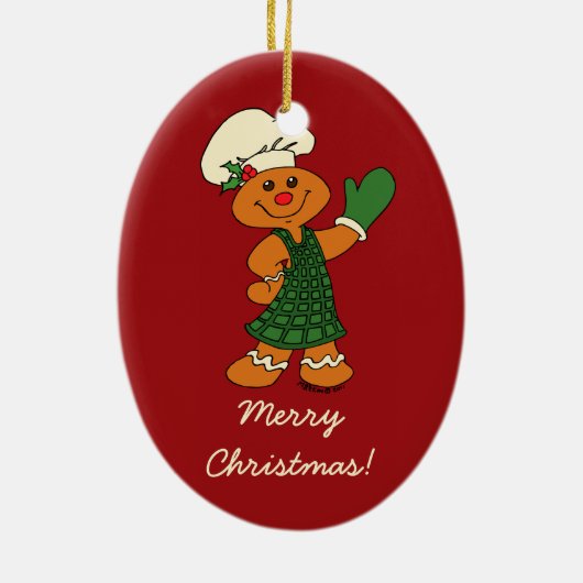 Gingerbrood Cookie Keramisch Ornament (Achterkant)