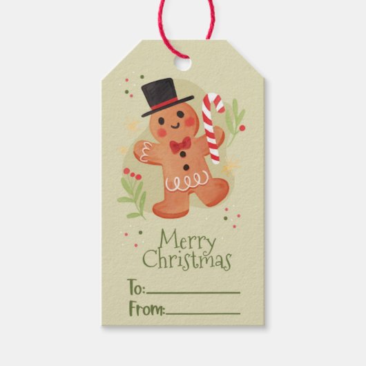 Gingerbrood Cookie kerstcadeautje Label Cadeaulabel (Voorkant)