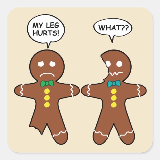 Gingerbrood Cookie-kerstHumor Vierkante Sticker (Voorkant)