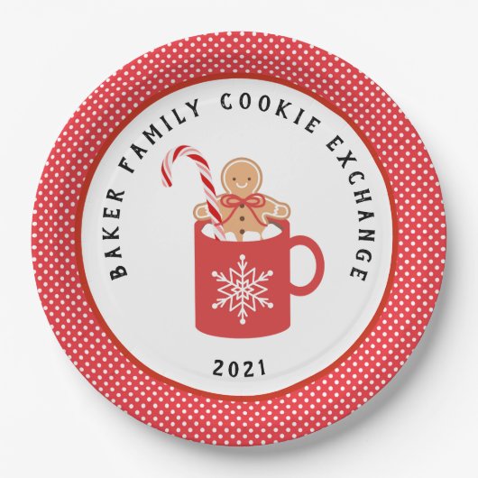 Gingerbrood Cookie | Kerstkoekjesruil Papieren Bordje (Voorkant)