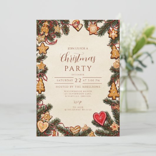 Gingerbrood Cookie Kerstmis Kaart (Staand voorkant)