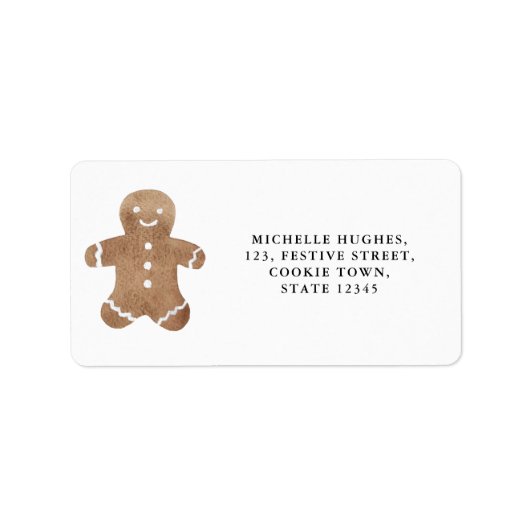 GingerBrood Cookie-kerstterugzendadres Etiket (Voorkant)