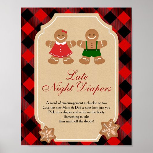 GingerBrood Cookie Late Night Diapers Sign Poster (Voorkant)